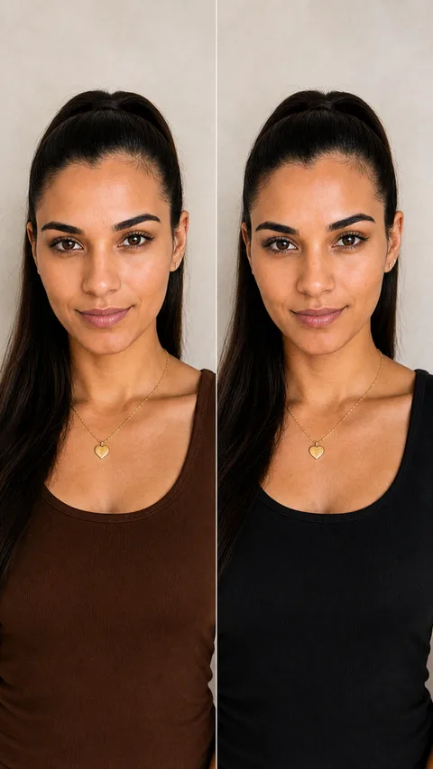 Close-up: color comparison on the subject